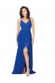 Azul Real Decote V Sem Mangas Criss Cruz Linha A Longo Vestidos de Madrinha Online