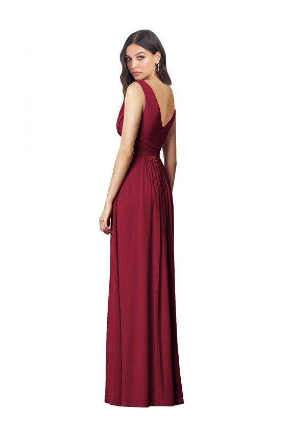 Azul Real Decote V Sem Mangas Costas em V Linha A Chiffon Vestidos de Madrinha Online