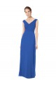 Azul Real Decote V Sem Mangas Costas em V Linha A Longo Vestidos de Madrinha Online