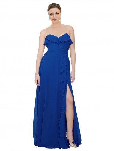 Azul Real Sem alças Sem Mangas Linha A Vestidos de Festa / Vestidos de Madrinha Online