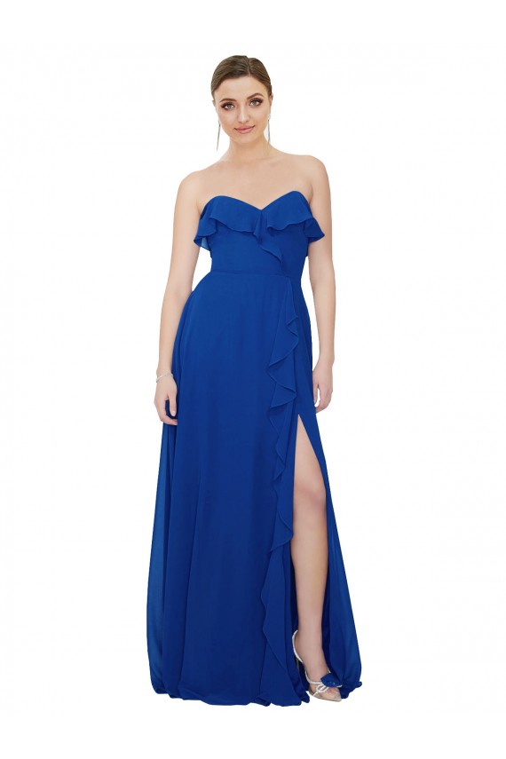 Azul Real Sem alças Sem Mangas Linha A Vestidos de Festa / Vestidos de Madrinha Online