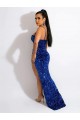Azul Real Alças finas Sem Mangas Bainha Vestido de Festa / Vestido de Noiva Online