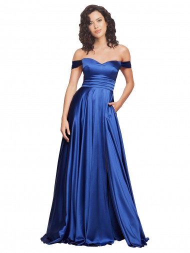 Azul Real Amor Sem Mangas Linha A Vestidos de Madrinha / Vestidos de Noite / Vestidos de Festa Online