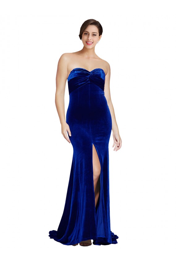 Azul Real Sem alças Sem Mangas Lombar Sereia Vestidos de Madrinha / Vestidos de Noite / Vestidos de Festa Online