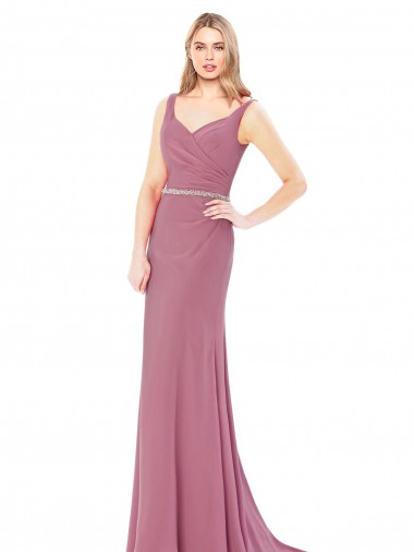  Decote Alto Sem Mangas Lombar Bainha Vestidos de Madrinha / Vestidos de Festa Online