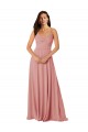 Bliss Decote V Sem Mangas Costas em V Linha A Vestido de Madrinha Online