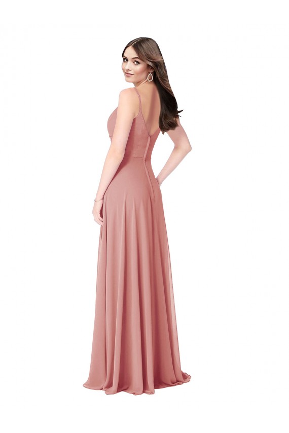Bliss Decote V Sem Mangas Costas em V Linha A Vestido de Madrinha Online