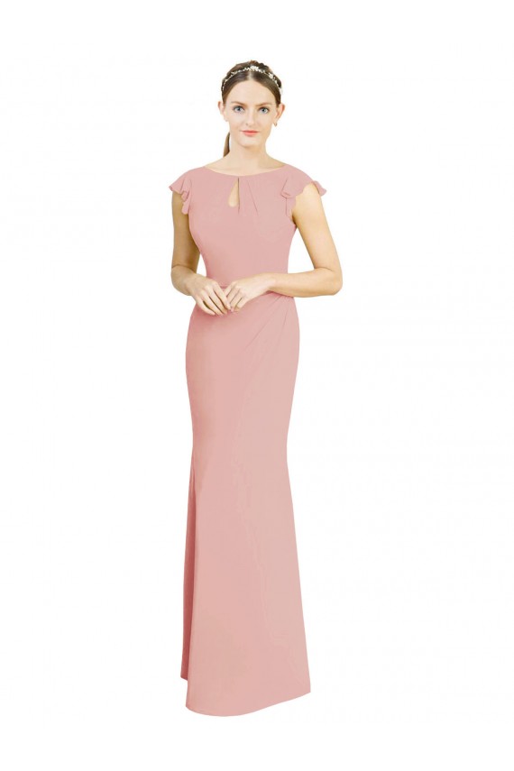 Bliss Decote Alto Mangas Curtas Sereia Vestidos de Madrinha Online