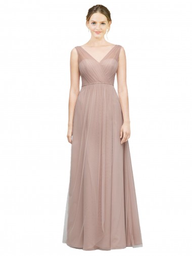 Blush Decote V Sem Mangas Linha A Vestidos de Madrinha Online