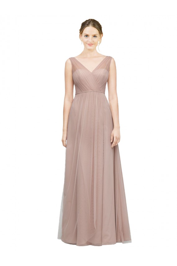 Blush Decote V Sem Mangas Linha A Vestidos de Madrinha Online