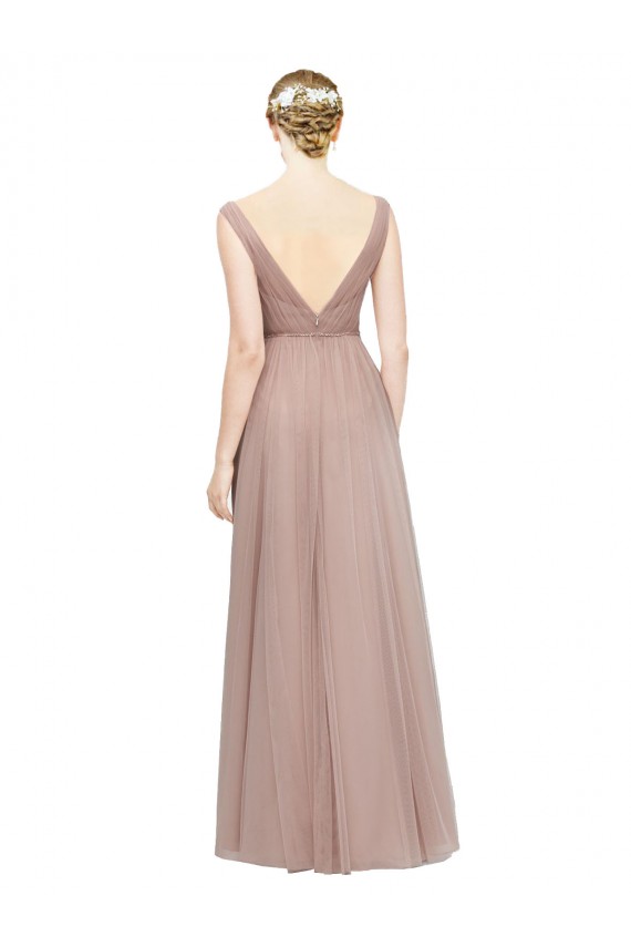Blush Decote V Sem Mangas Linha A Vestidos de Madrinha Online