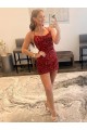 Borgonha Alças finas Sem Mangas Bainha Vestidos de Festa Online
