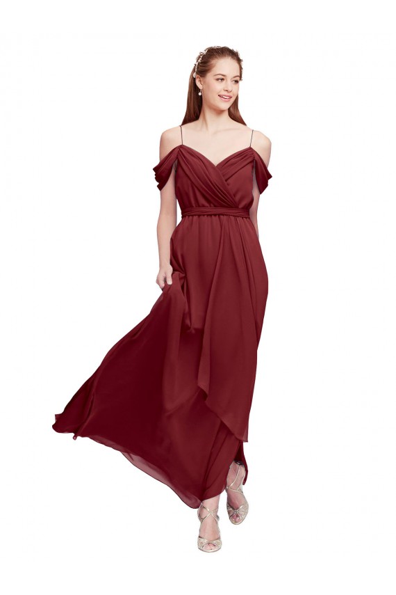 Borgonha Amor Sem Mangas Bainha Longo Vestidos de Madrinha Online