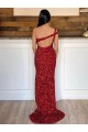 Borgonha Um Ombro Sem Mangas Bainha Vestido de Festa / Vestido de Noiva Online