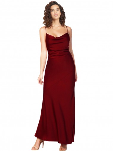 Borgonha Decote Capuz Sem Mangas Lombar Bainha Vestidos de Madrinha / Vestidos de Noite / Vestidos de Festa Online