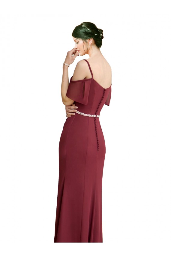 Borgonha Amor Ombro Frio Lombar Linha A Vestidos de Madrinha Online