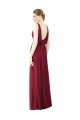 Borgonha Decote V Sem Mangas Costas em V Linha A Vestido de Festa / Vestido de Madrinha Online