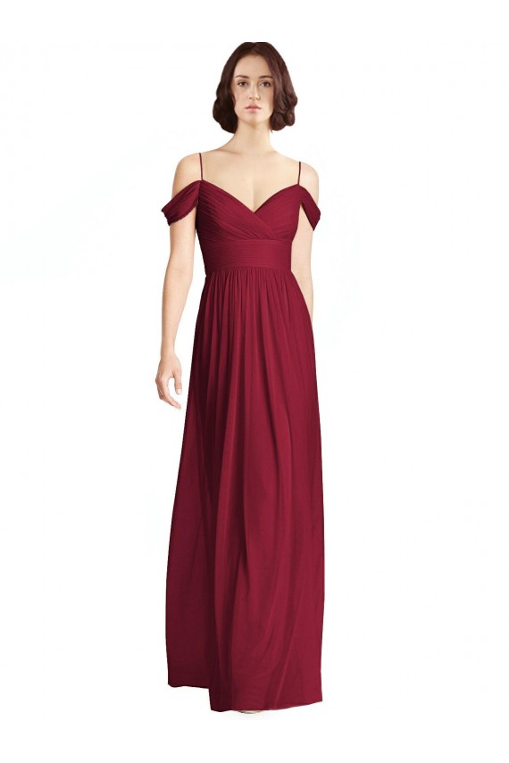 Borgonha Decote V Sem Mangas Linha A Vestidos de Festa / Vestidos de Madrinha Online