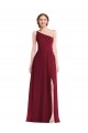 Borgonha Um Ombro Sem Mangas Linha A Vestido de Madrinha / Vestido Formais Online