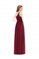 Borgonha Um Ombro Sem Mangas Linha A Vestido de Madrinha / Vestido Formais Online