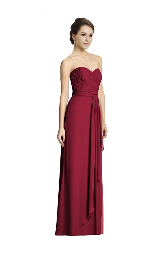 Borgonha Amor Sem Mangas Linha A Vestidos Formais / Vestidos de Madrinha Online
