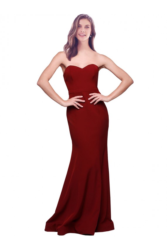 Borgonha Sem alças Sem Mangas Lombar Bainha Vestidos de Madrinha / Vestidos de Noite / Vestidos de Festa Online