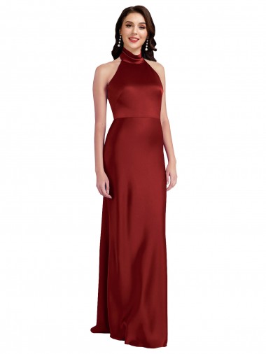 Borgonha Cabeçada Sem Mangas Abrir de volta Linha A Vestidos de Madrinha / Vestidos de Noite / Vestidos de Festa Online