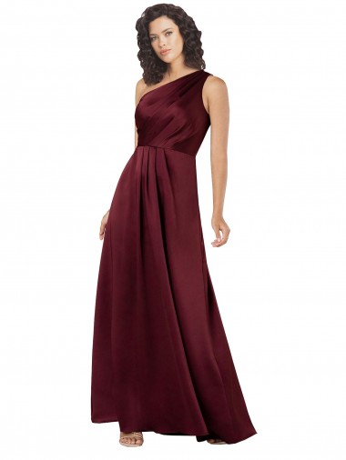 Borgonha Um Ombro Sem Mangas Linha A Vestidos de Madrinha / Vestidos de Noite / Vestidos de Festa Online