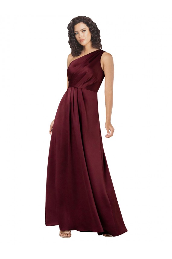 Borgonha Um Ombro Sem Mangas Linha A Vestidos de Madrinha / Vestidos de Noite / Vestidos de Festa Online
