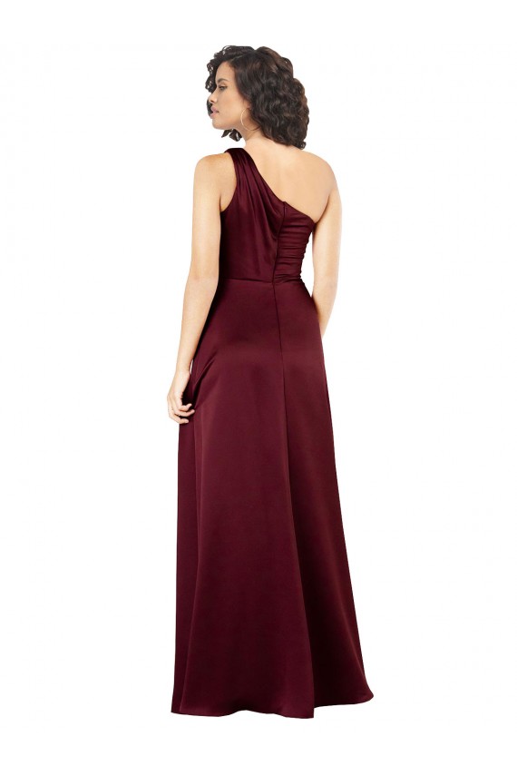 Borgonha Um Ombro Sem Mangas Linha A Vestidos de Madrinha / Vestidos de Noite / Vestidos de Festa Online