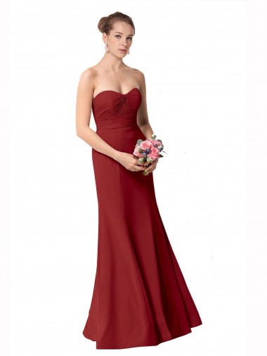 Borgonha Amor Sem Mangas Sereia Vestidos de Madrinha Online