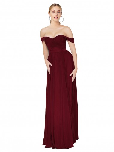 Borgonha Decote Alto Sem Mangas Sereia Vestidos de Madrinha / Vestidos de Noite / Vestidos de Festa Online
