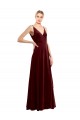 Borgonha Decote V Sem Mangas Costas em V Linha A Vestidos de Madrinha / Vestidos de Festa / Vestidos de Noite Online
