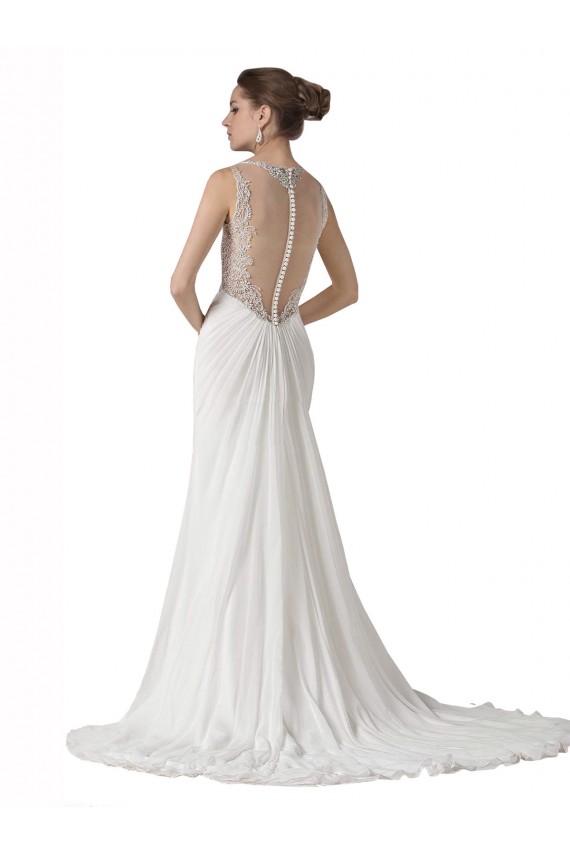 Branco Amor Sem Mangas Bainha Vestidos de Noiva na Praia Online