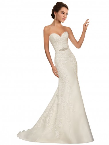 Branco Amor Sem Mangas Bainha Vestido de Noiva Online