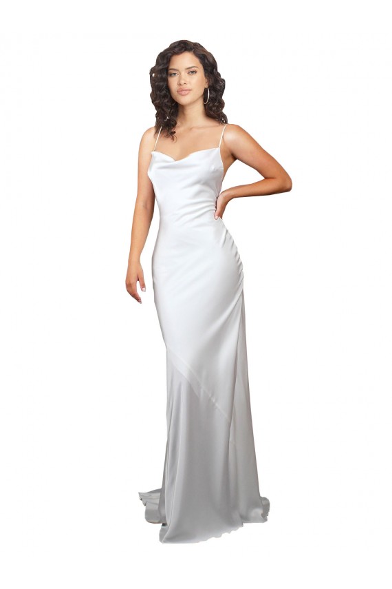 Branco Decote Capuz Sem Mangas Criss Cruz Bainha Vestidos de Noiva Online