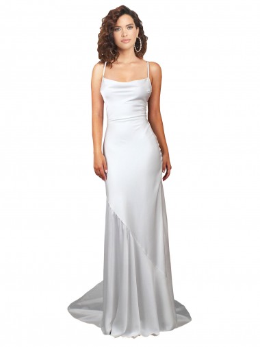 Branco Decote Capuz Sem Mangas Criss Cruz Bainha Longo Vestidos de Noiva Online
