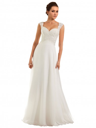Branco Amor Mangas Compridas Buraco da fechadura Bainha Longo Vestidos de Noiva Online