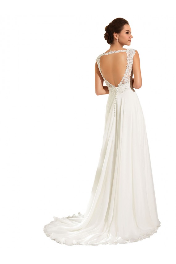 Branco Amor Mangas Compridas Buraco da fechadura Bainha Longo Vestidos de Noiva Online