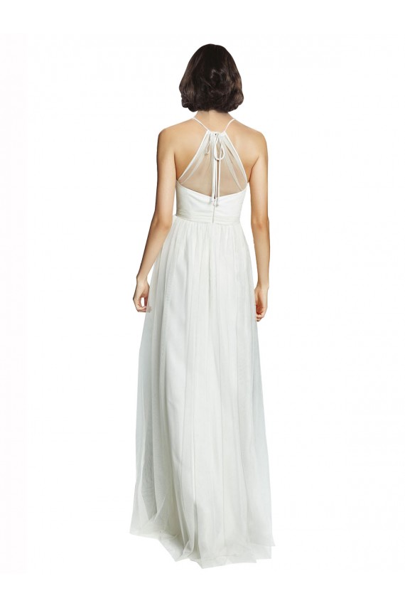 Branco Decote Alto Sem Mangas Linha A Vestido de Madrinha Online