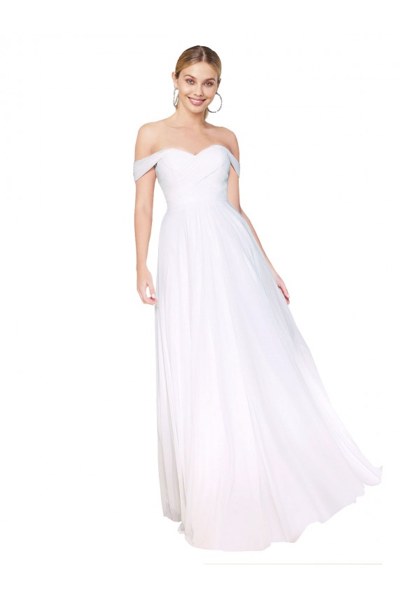 Branco Decote Alto Sem Mangas Linha A Vestidos de Madrinha / Vestidos de Noite / Vestidos de Festa Online
