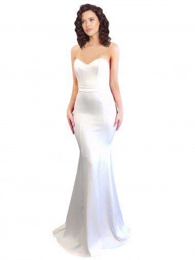 Branco Decote Alto Sem Mangas Lombar Sereia Vestidos de Madrinha / Vestidos de Noite / Vestidos de Festa Online