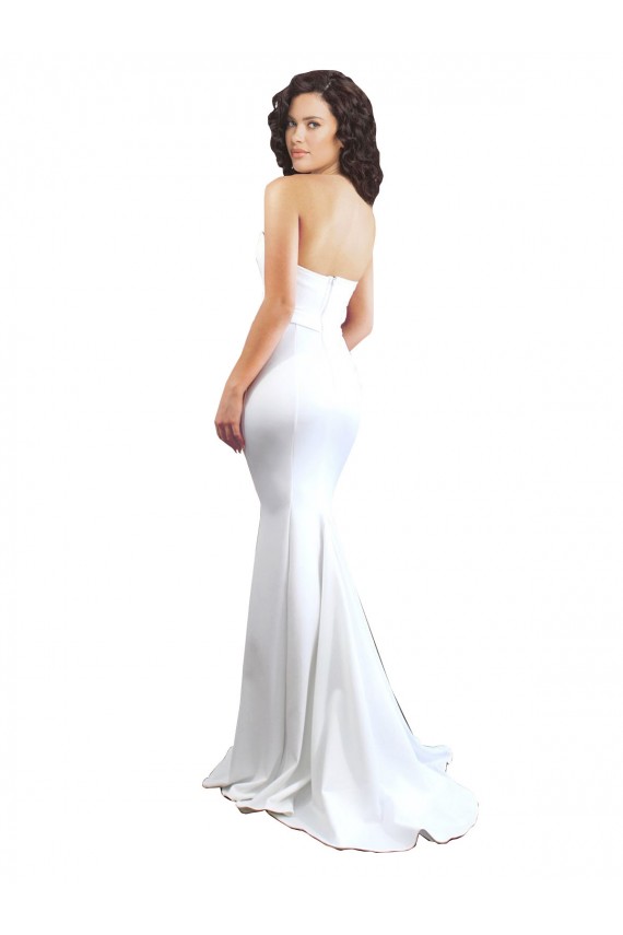 Branco Decote Alto Sem Mangas Lombar Sereia Vestidos de Madrinha / Vestidos de Noite / Vestidos de Festa Online