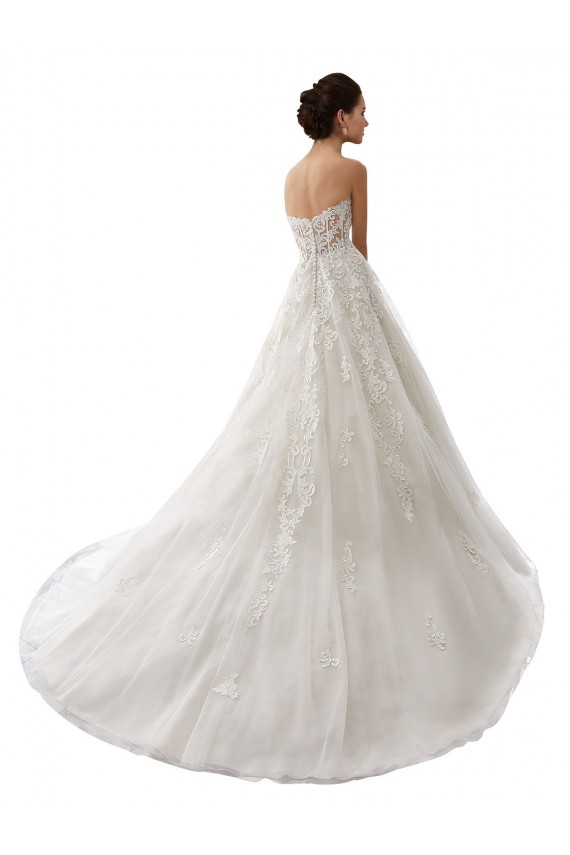 Branco Amor Sem Mangas Linha A Tule & Renda Vestidos de Noiva Online