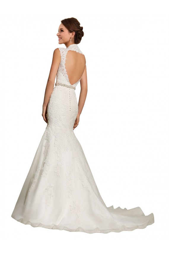 Branco Amor Mangas Curtas Buraco da fechadura Sereia Vestidos de Noiva Online