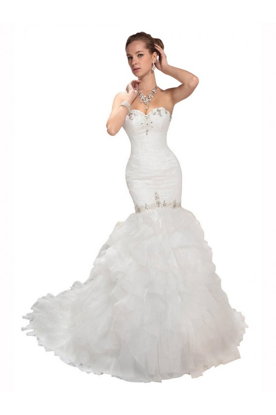 Branco Amor Sem Mangas Sereia Tule Vestidos de Noiva Online