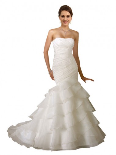 Branco Amor Sem Mangas Sereia Longo Vestidos de Noiva Online