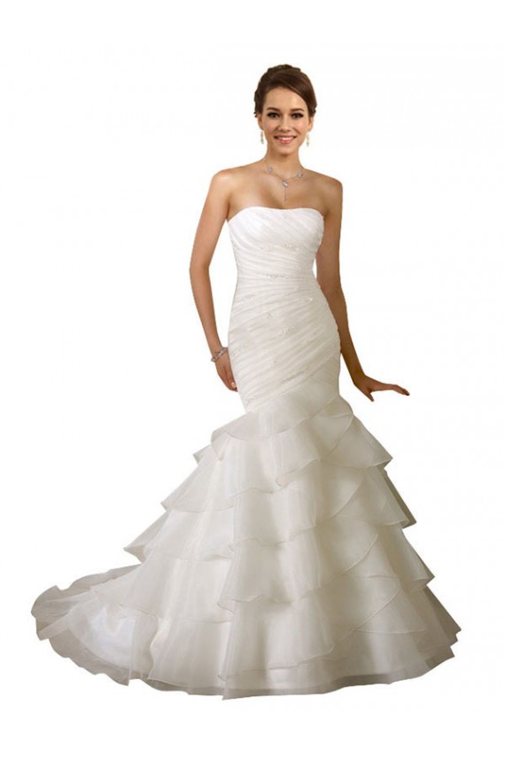Branco Amor Sem Mangas Sereia Longo Vestidos de Noiva Online