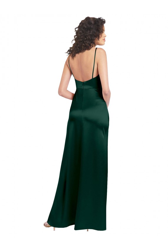 Caçador Verde Colher Sem Mangas Abrir de volta Linha A Vestidos de Madrinha / Vestidos de Noite / Vestidos de Festa Online