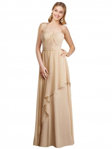 Champanhe Amor Sem Mangas Criss Cruz Linha A Vestidos de Madrinha Online